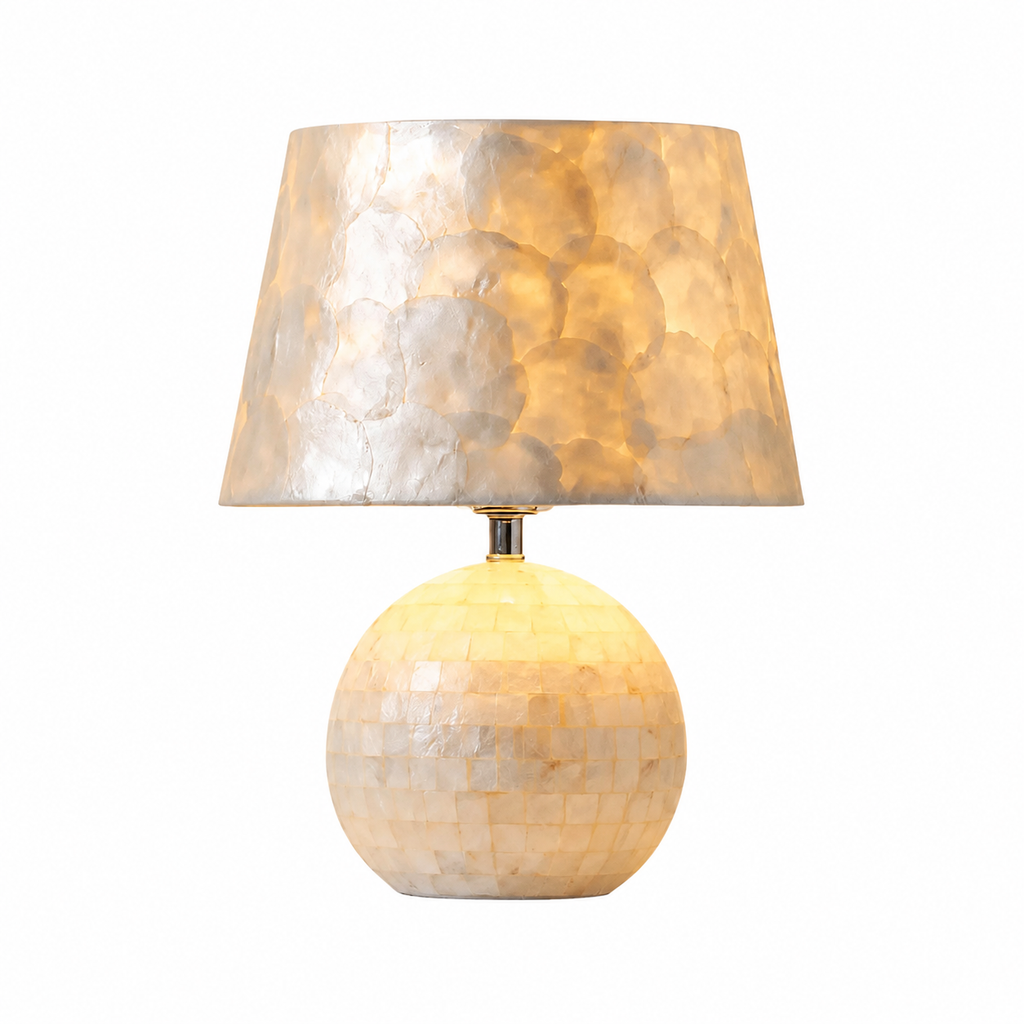 Modern Capiz Shell Drum Table Lamp