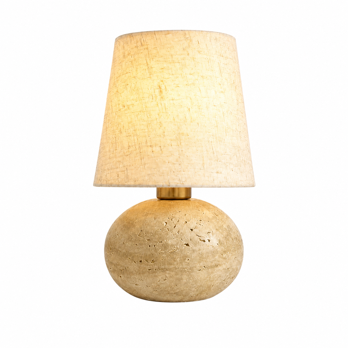 Minimalist Fabric Travertine Ball Table Lamp