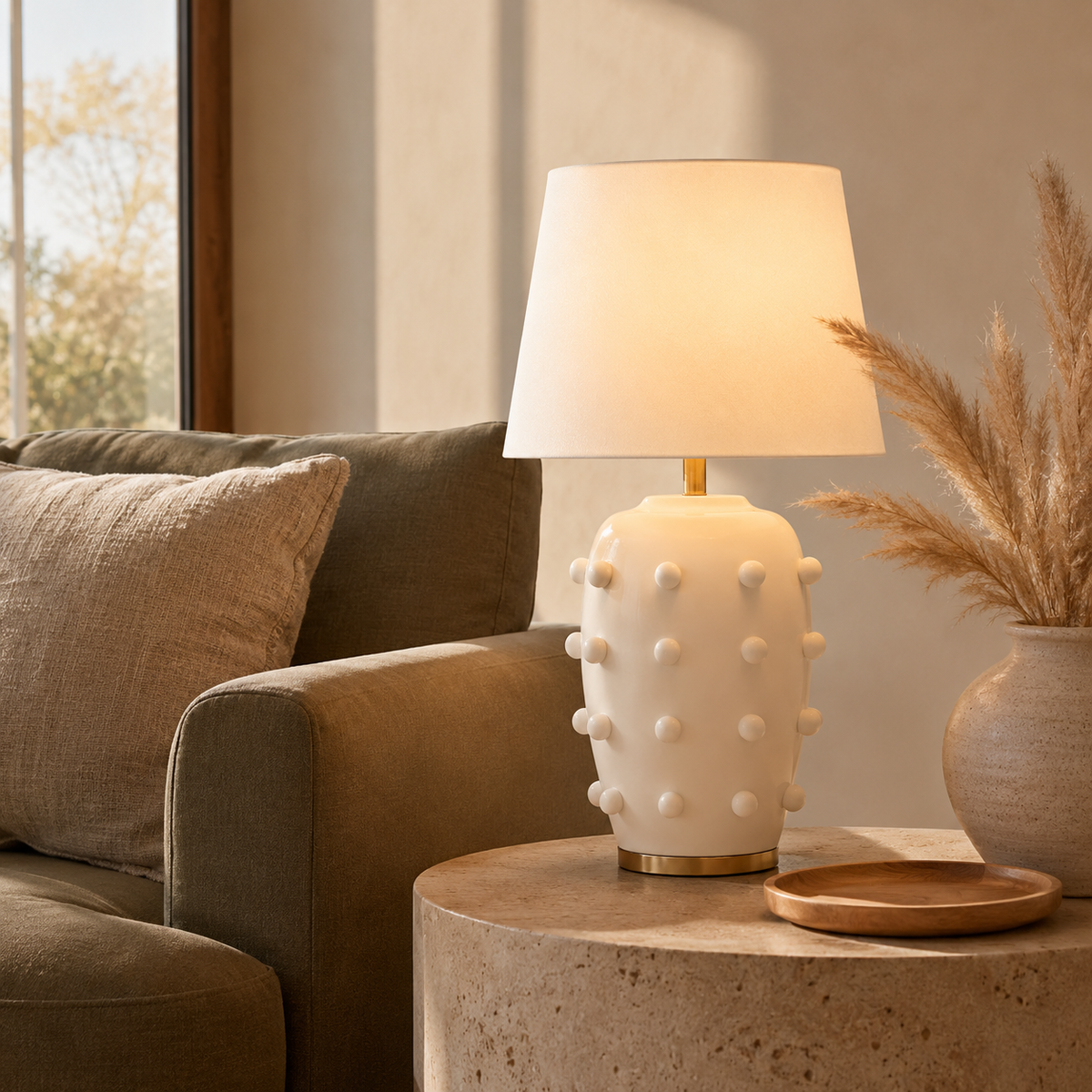 Modern Studded Ceramic Table Lamp