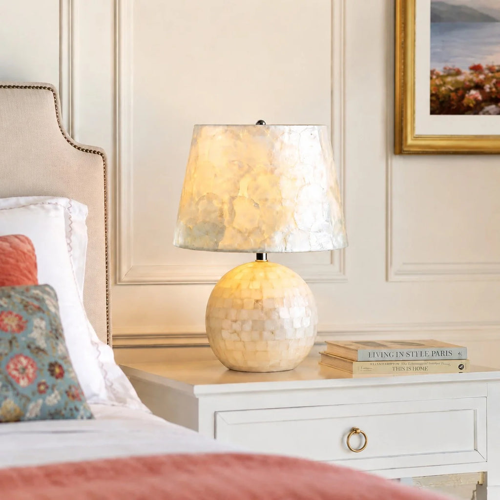 Modern Capiz Shell Drum Table Lamp