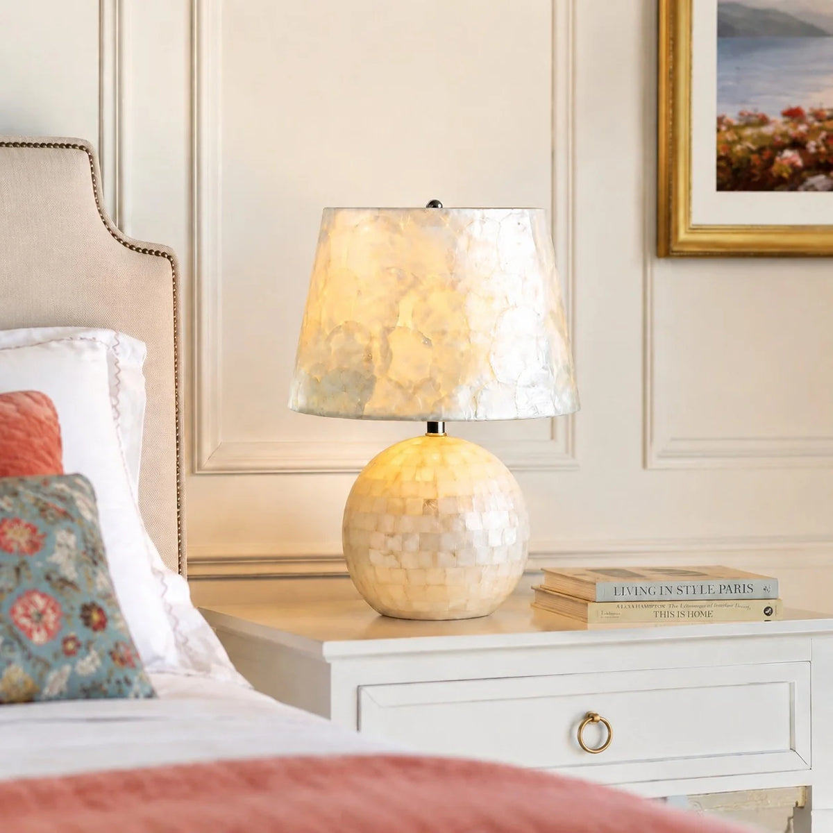 Modern Capiz Shell Drum Table Lamp