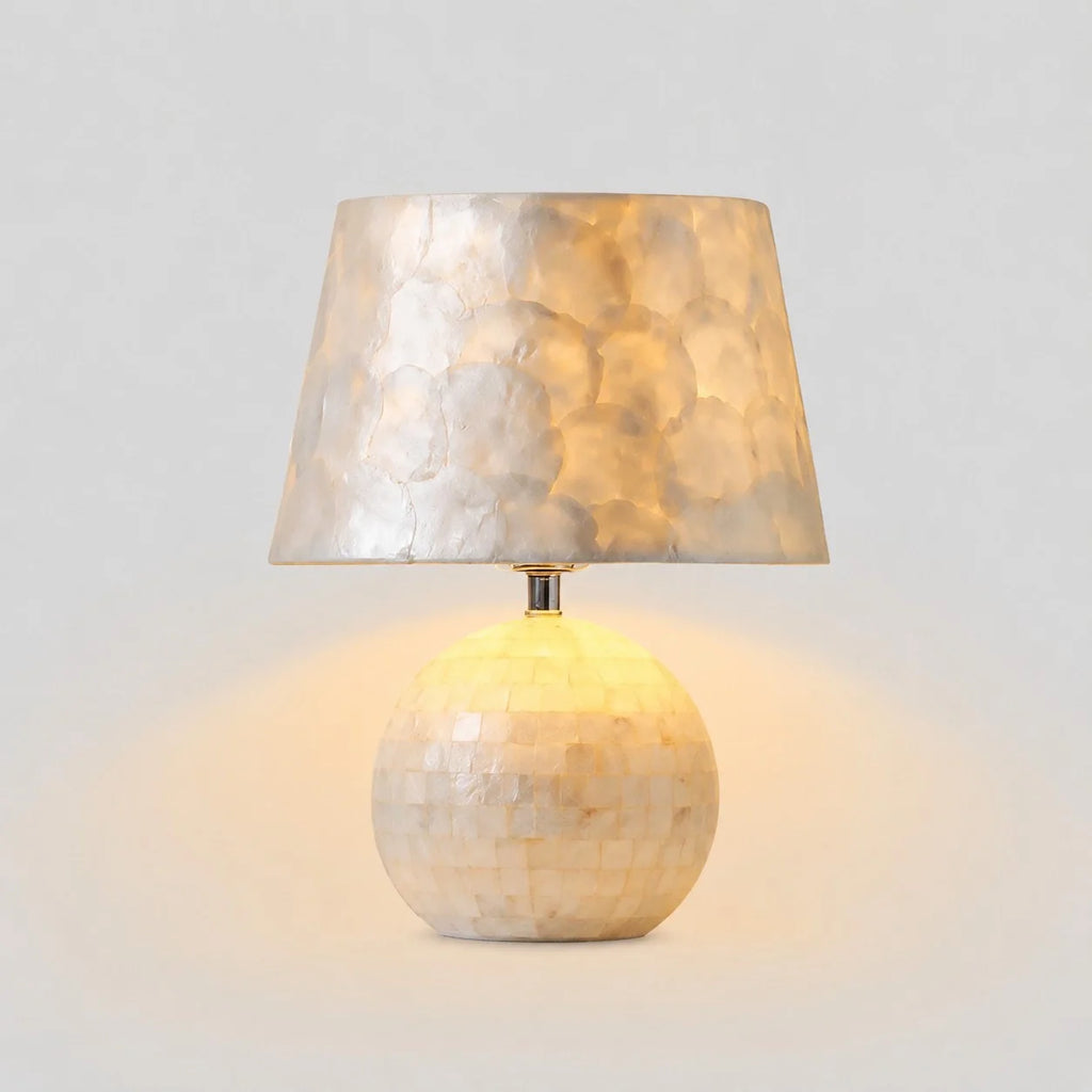 Modern Capiz Shell Drum Table Lamp