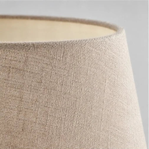 Minimalist Round Travertine Fabric Table Lamp