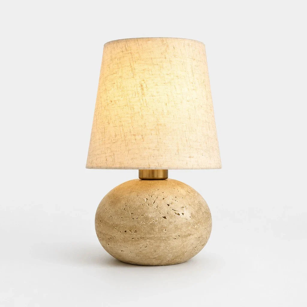 Minimalist Fabric Travertine Ball Table Lamp