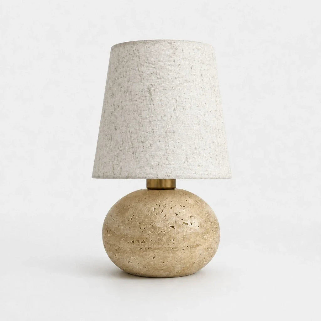 Minimalist Fabric Travertine Ball Table Lamp