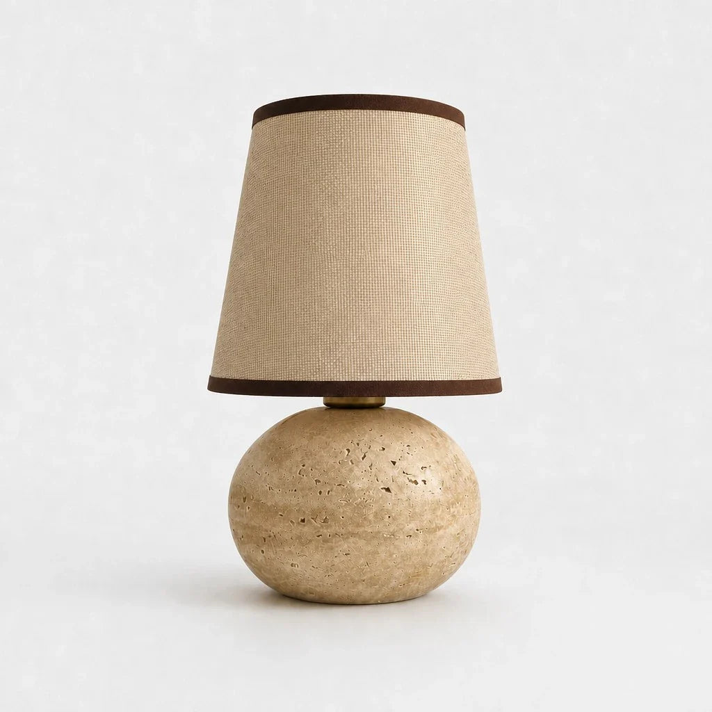 Minimalist Fabric Travertine Ball Table Lamp