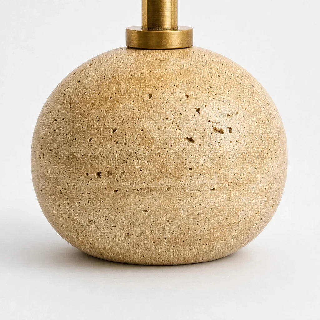 Minimalist Fabric Travertine Ball Table Lamp