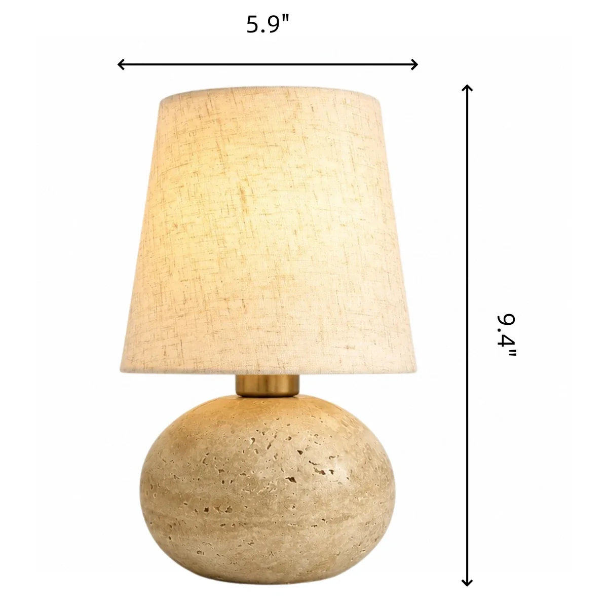 Minimalist Fabric Travertine Ball Table Lamp