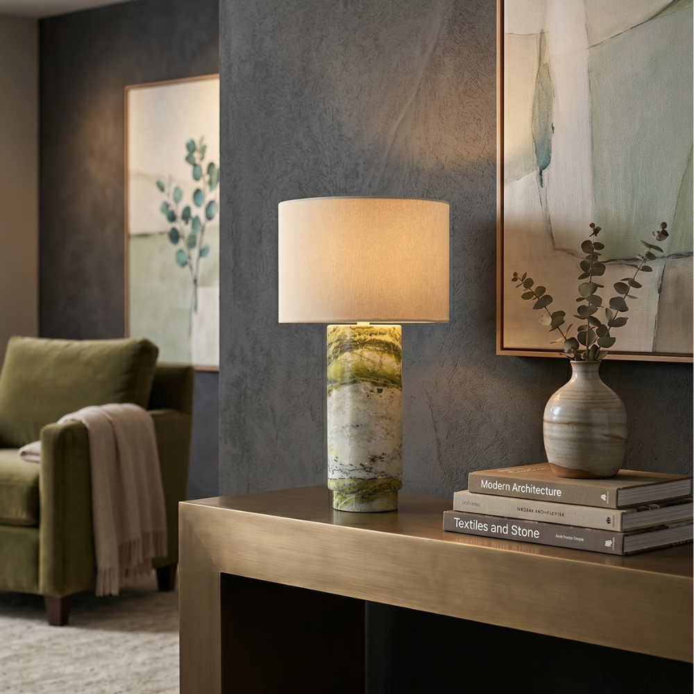 Modern Table Lamp Green Marble Base Inline Switch 5