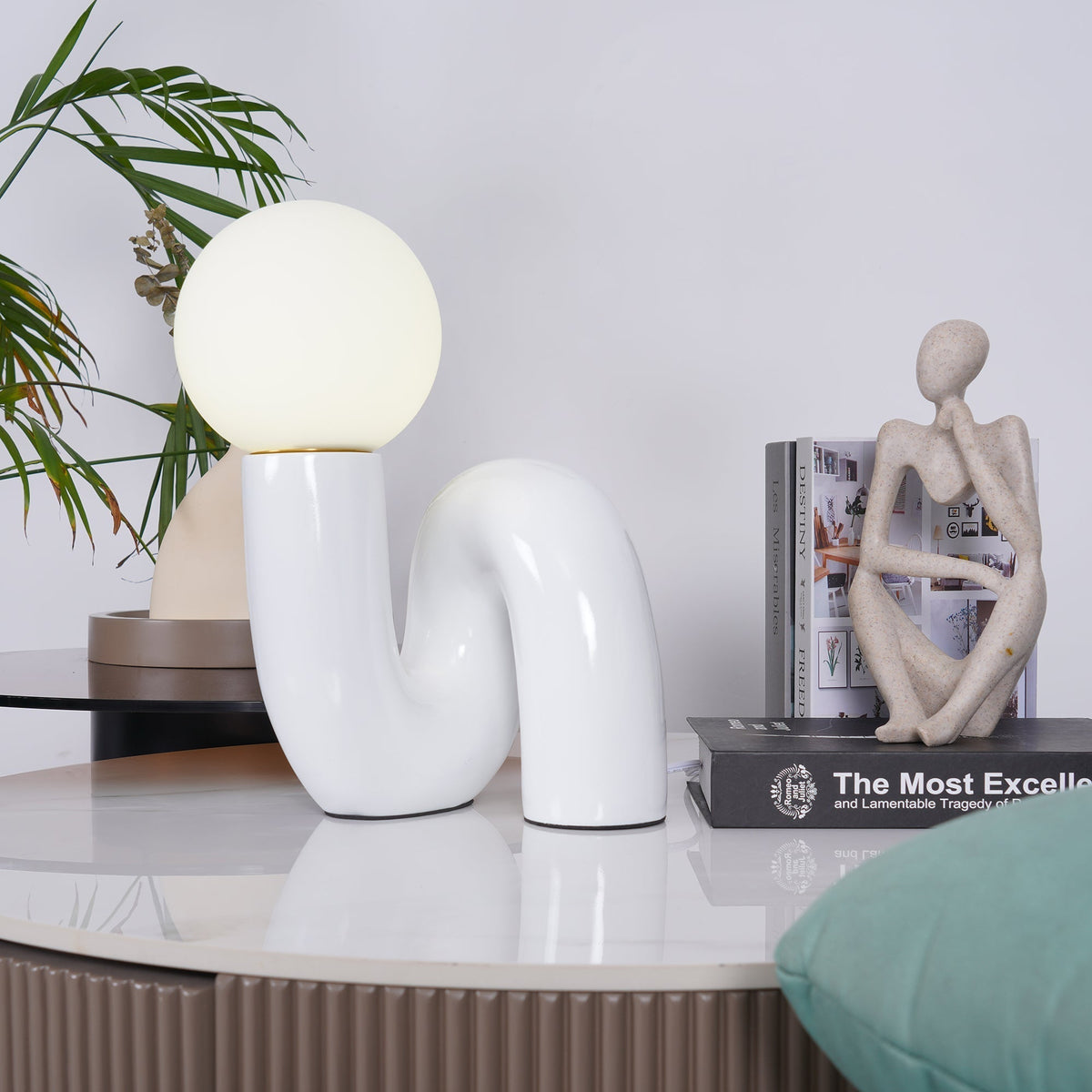 Modern Curved Dimmable Glass Table Lamp