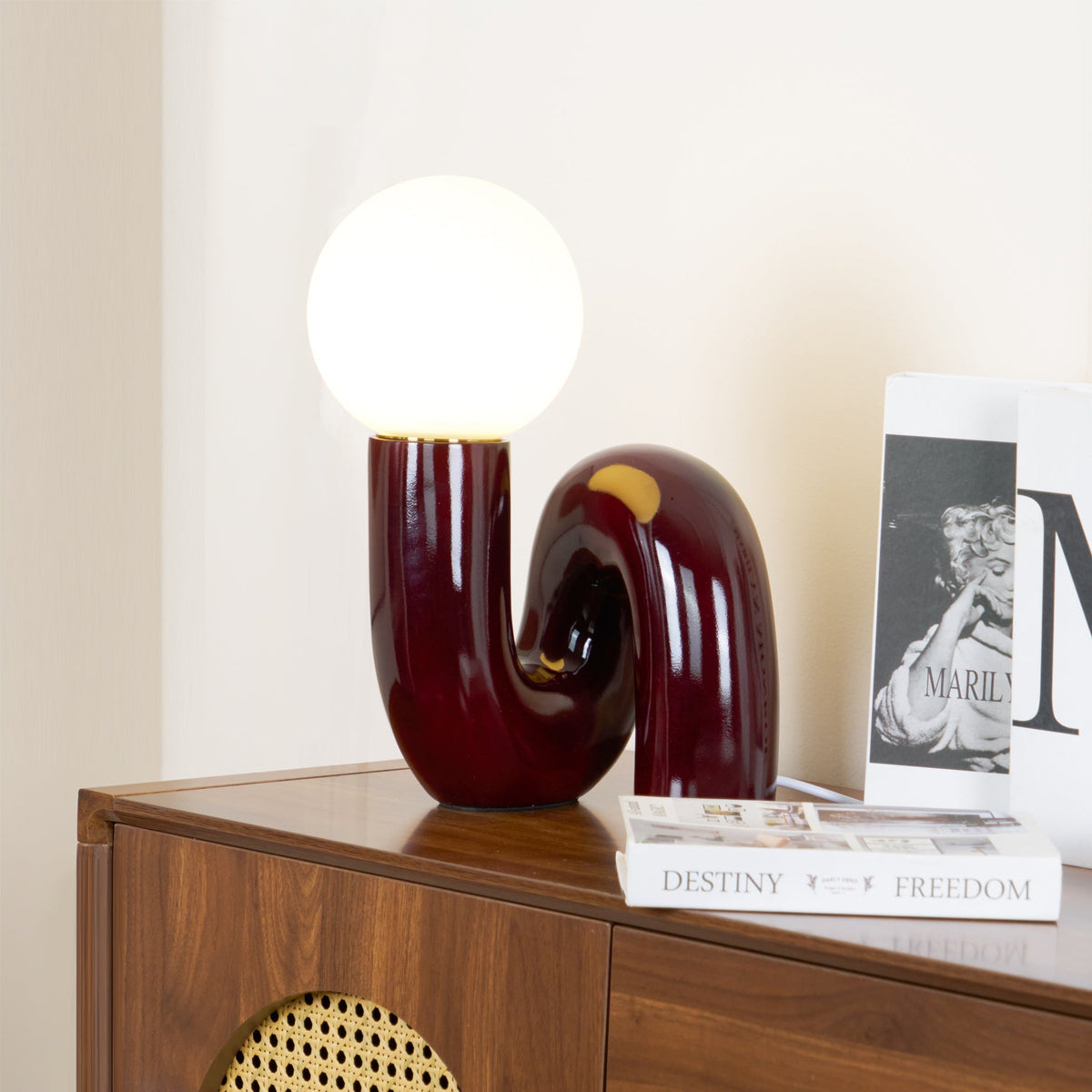 Modern Curved Dimmable Glass Table Lamp