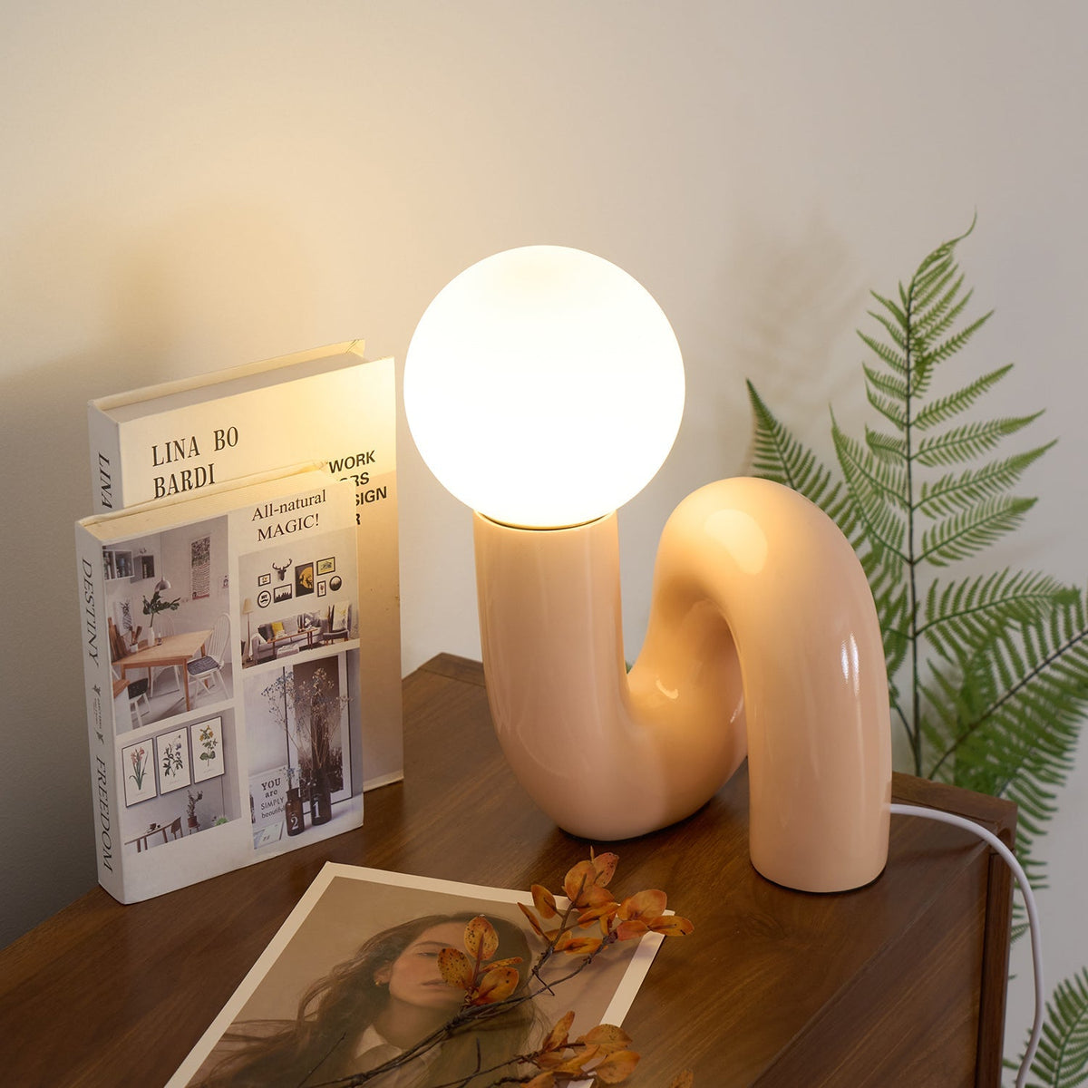 Modern Curved Dimmable Glass Table Lamp