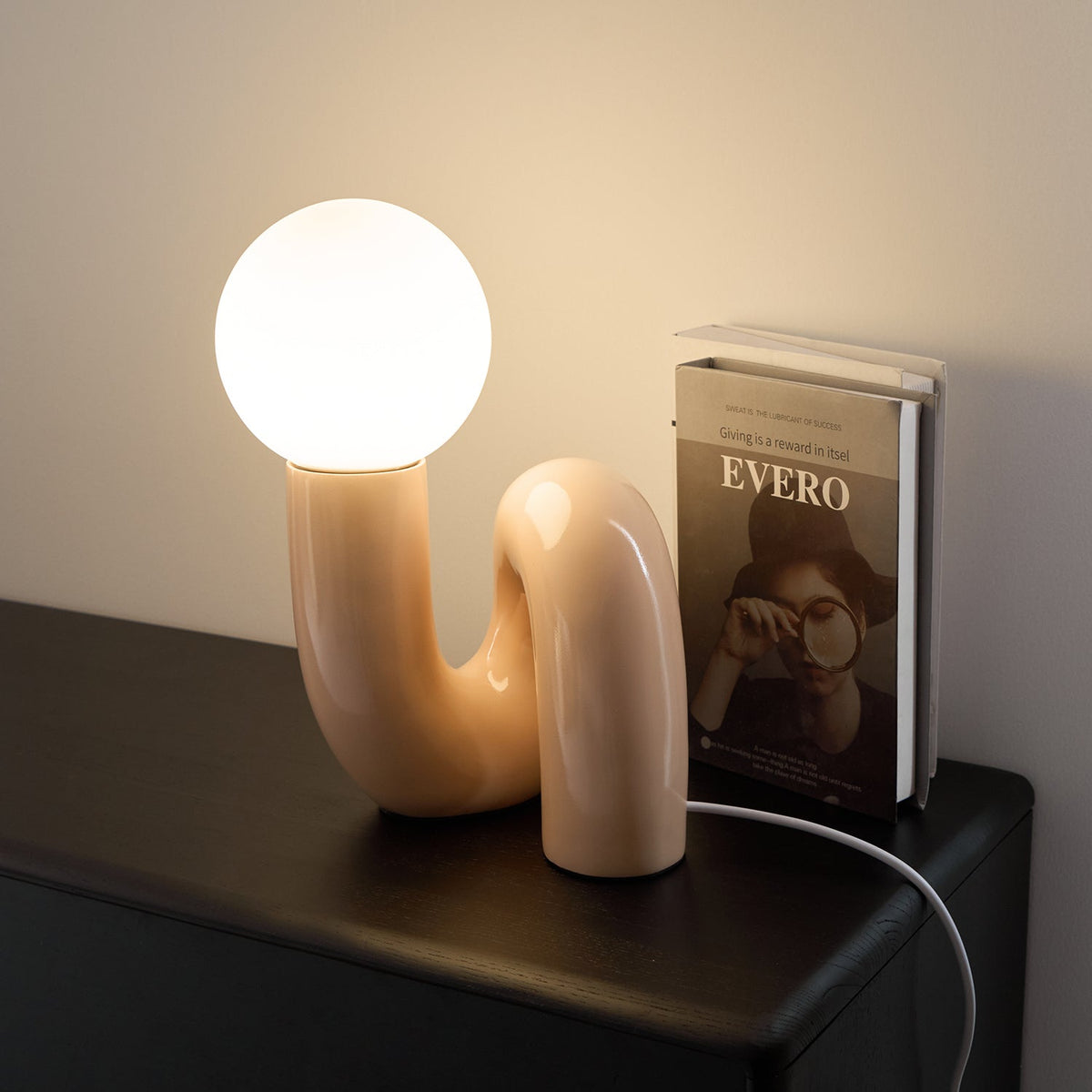Modern Curved Dimmable Glass Table Lamp