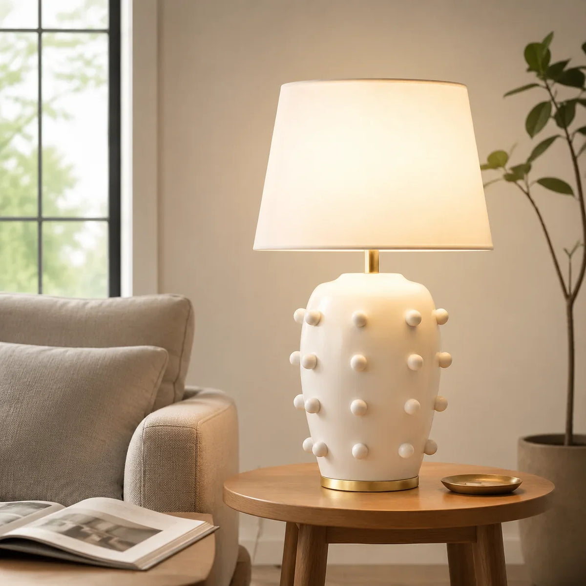 Modern Studded Ceramic Table Lamp