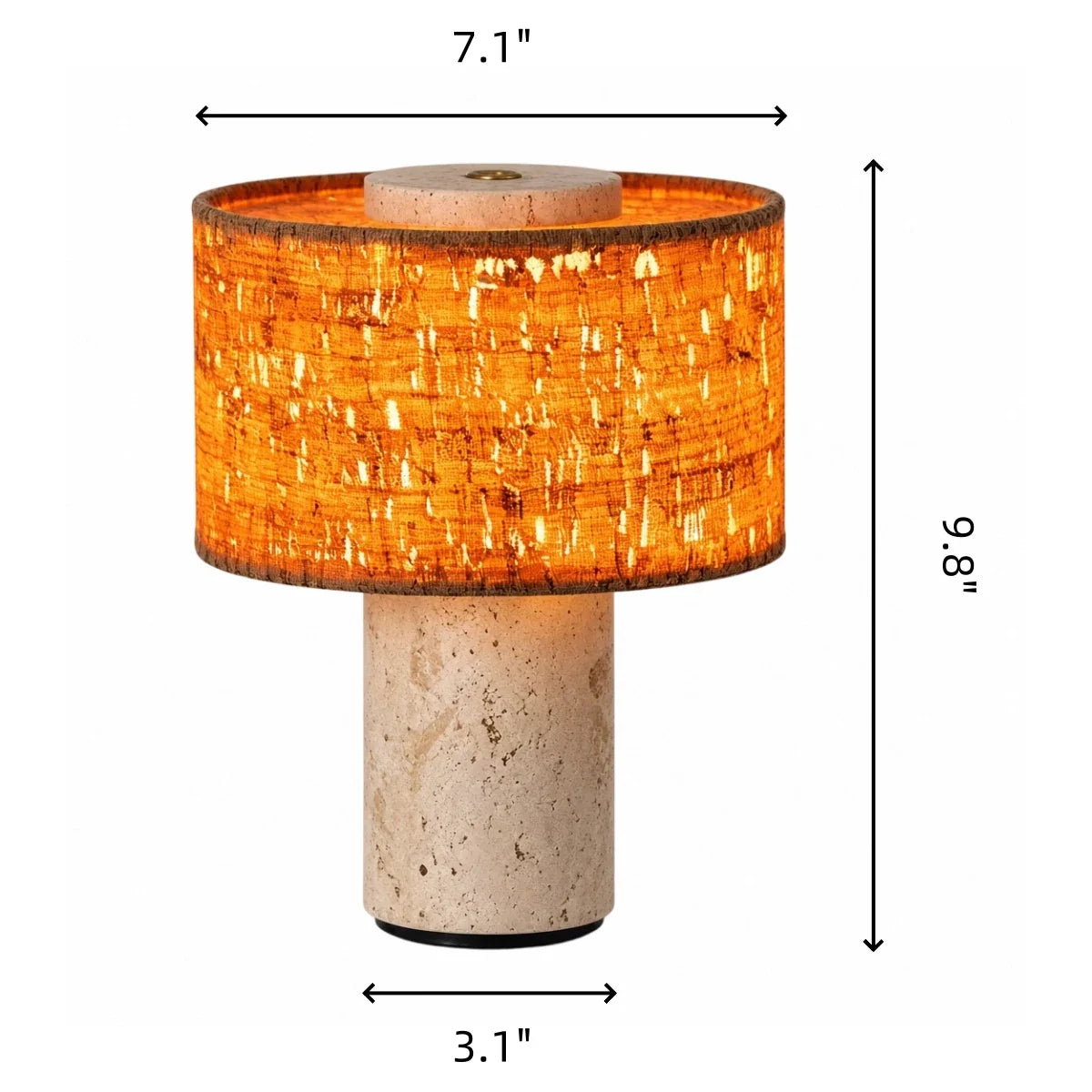 Minimalist Travertine Fabric Cylinder Table Lamp