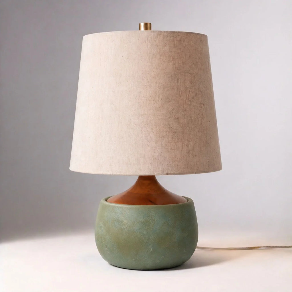 Mid-Century Ceramic Linen Table Lamp
