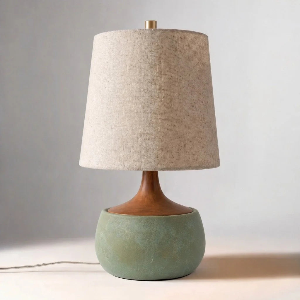 Mid-Century Ceramic Linen Table Lamp