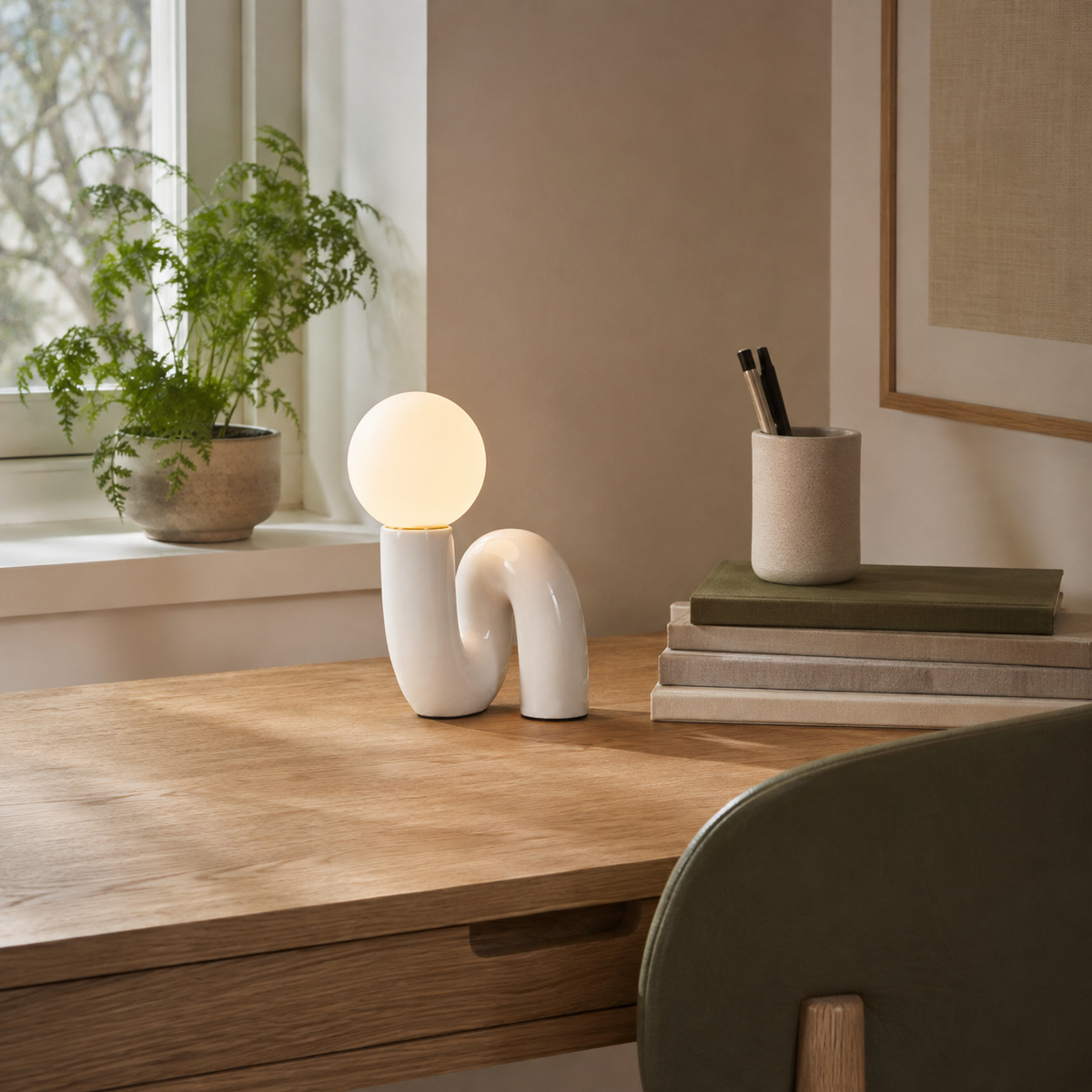 Modern Curved Dimmable Glass Table Lamp