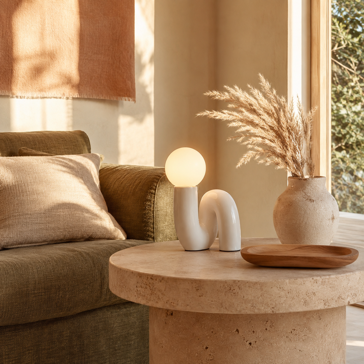 Modern Curved Dimmable Glass Table Lamp