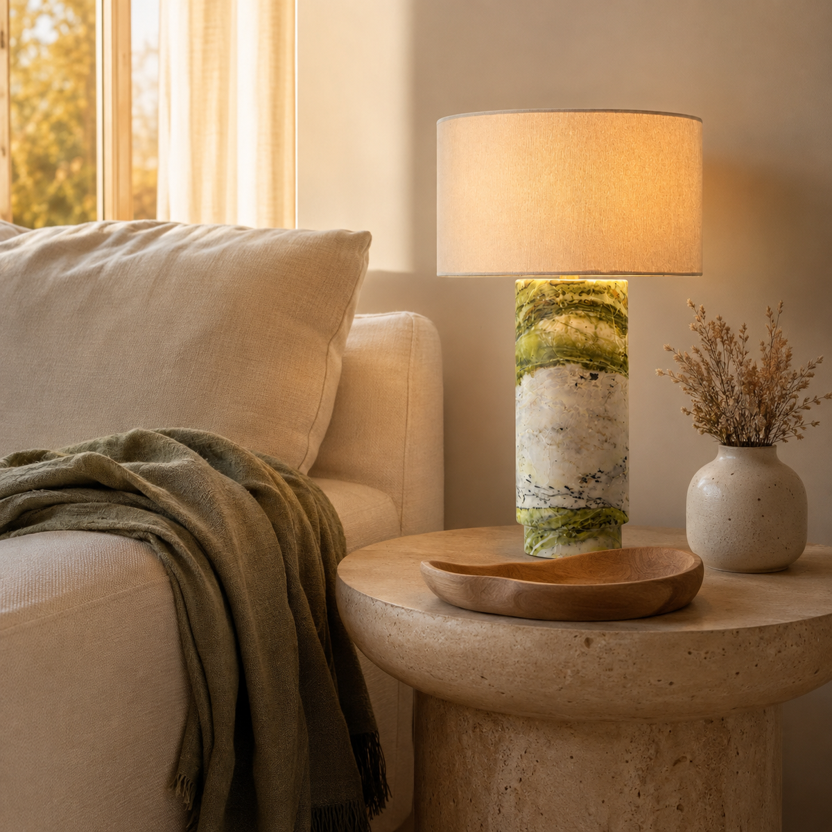 Modern Marble Cylinder Table Lamp