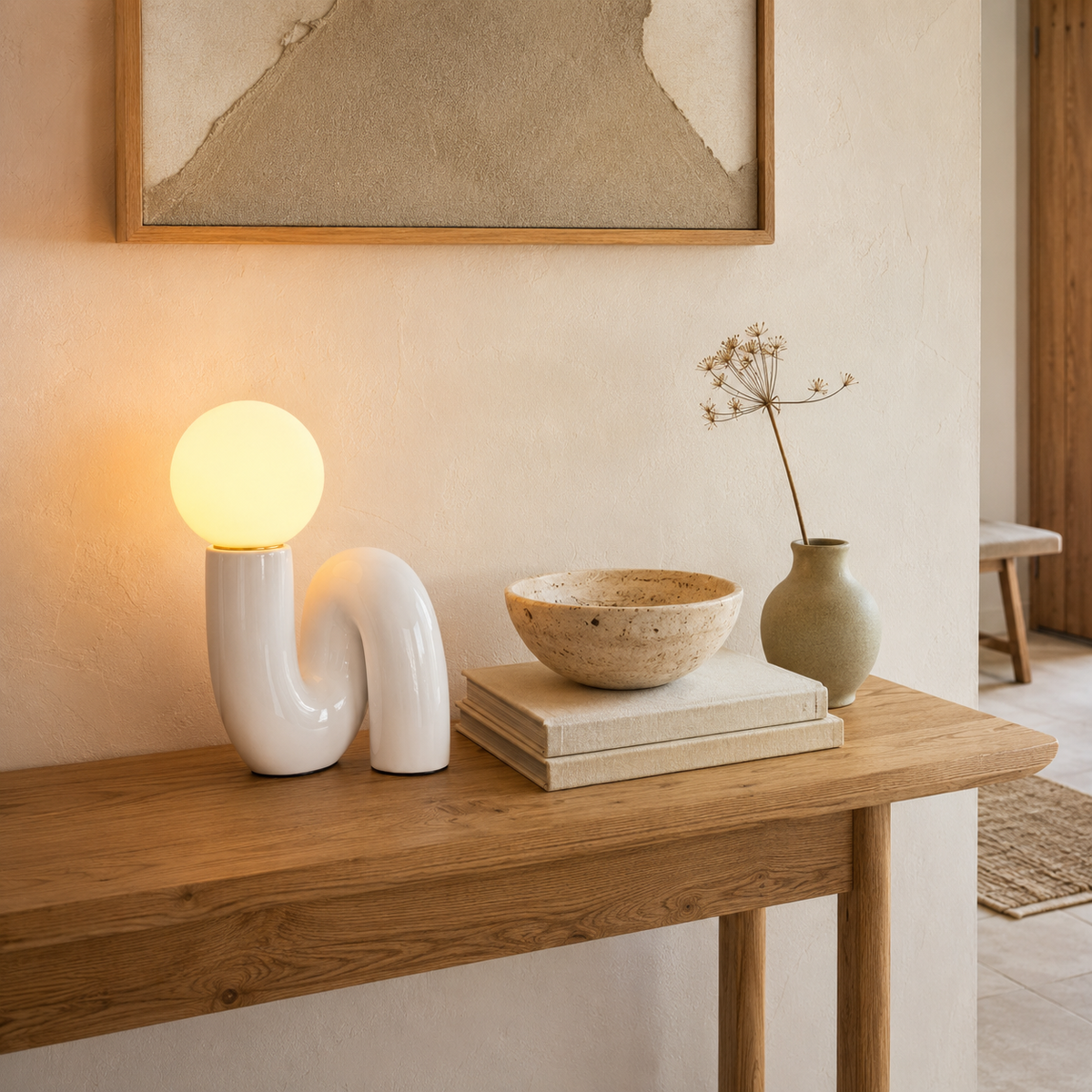 Modern Curved Dimmable Glass Table Lamp