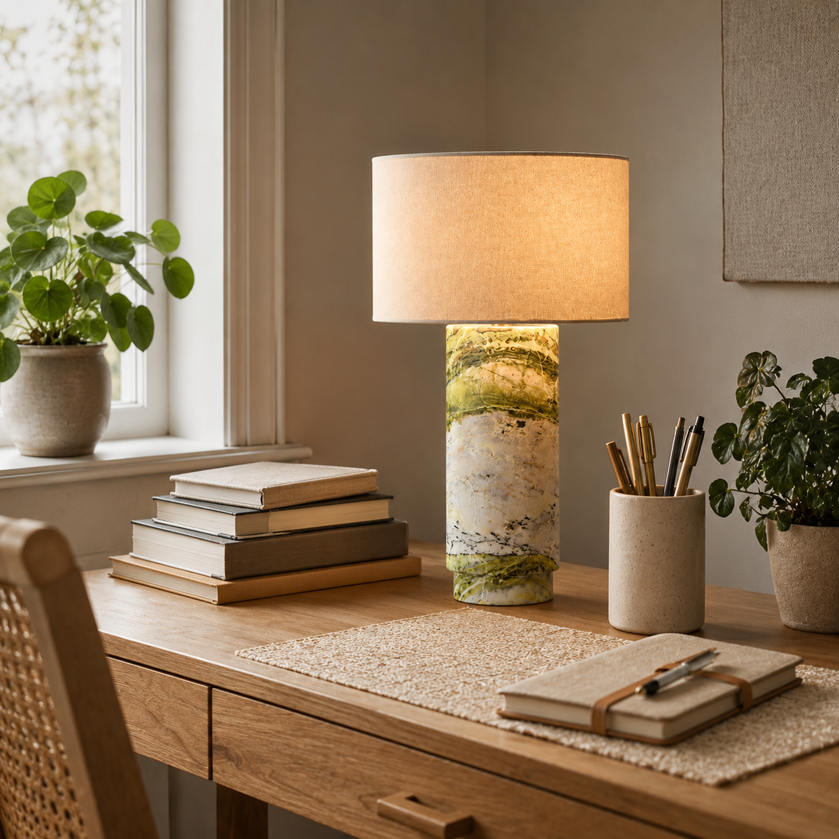 Modern Marble Cylinder Table Lamp
