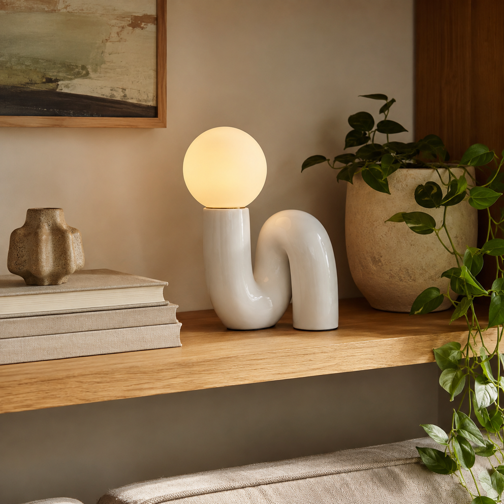 Modern Curved Dimmable Glass Table Lamp