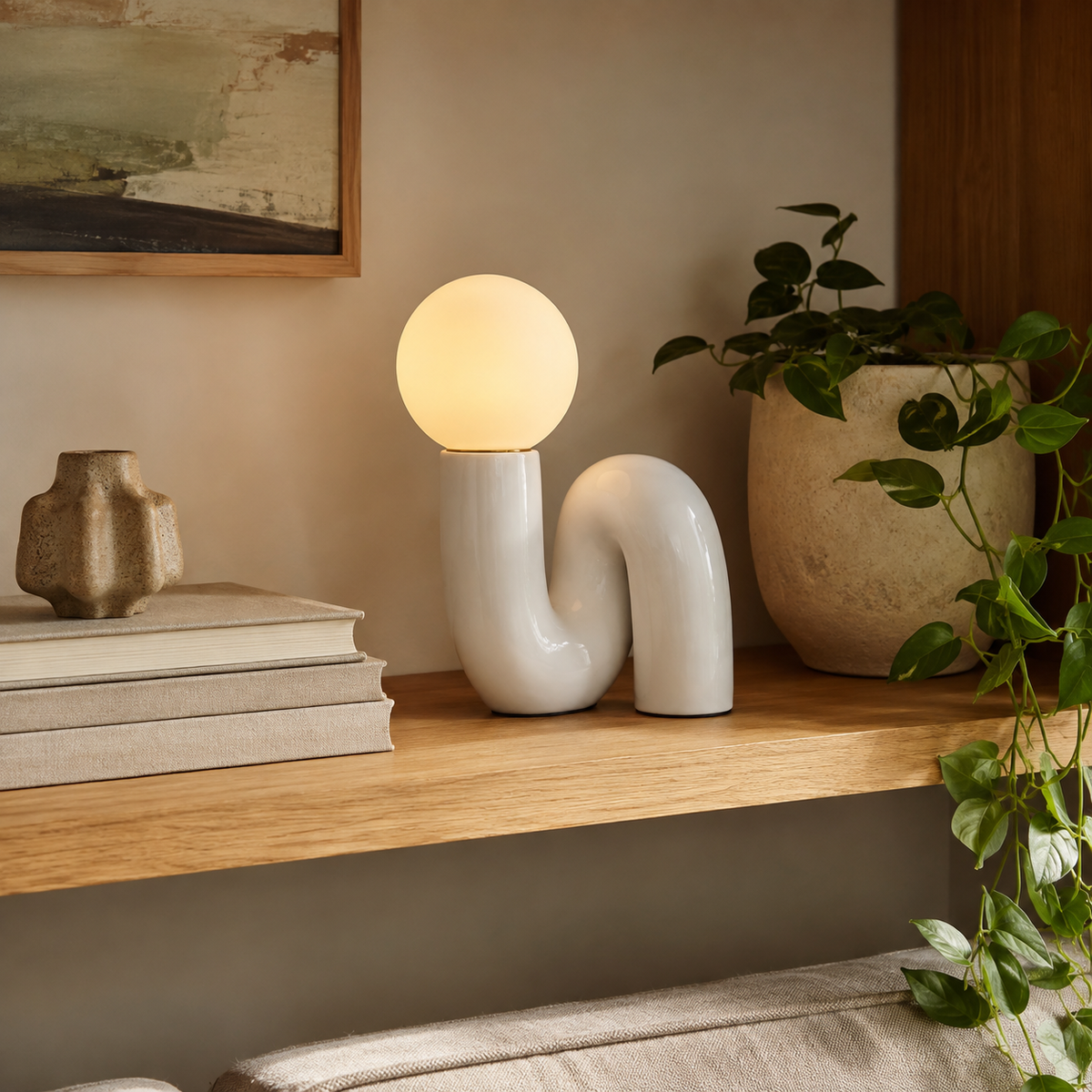 Modern Curved Dimmable Glass Table Lamp